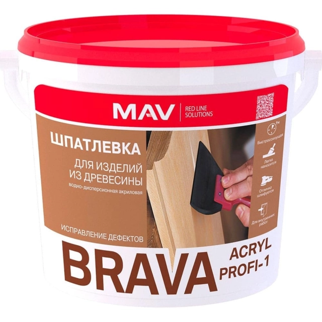 Шпатлевка MAV Brava Acryl Profi-1 для изделий из древесины дуб 0.5 л Шпатлевка MAV Brava Acryl Profi-1 для изделий из древесины дуб 0.5 л