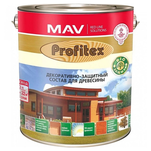 Состав декоративно-защитный MAV Profitex для древесины груша 3 л Состав декоративно-защитный MAV Profitex для древесины груша 3 л