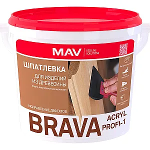 Шпатлевка MAV Brava Acryl Profi-1 для изделий из древесины белый 0.3 кг