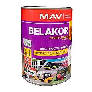 Грунт-эмаль MAV Belakor 15 прямо по ржавчине 3 в 1 быстросохнущая RAL 7001 светло-серая матовая 1 л