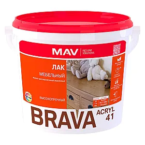 Лак MAV Brava Acryl 41 мебельный бесцветный глянцевый 1 л
