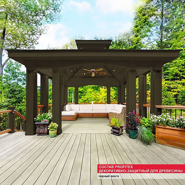 Состав декоративно-защитный MAV Profitex для древесины черный венге 1 л