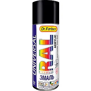 Эмаль-аэрозоль MAV Dr.Farber 07132-270 акриловая универсальная RAL 9005 черный янтарь матовая 520 мл