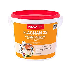 Краска MAV Flagman 33 Универсальная белая матовая 1 л