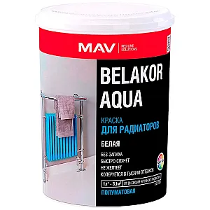Краска MAV Belakor Aqua для радиаторов белая полуматовая 1 л