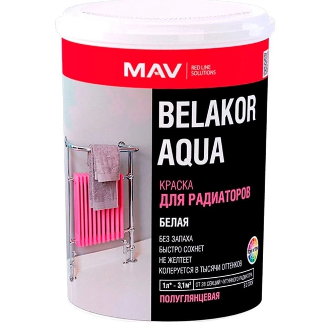 Краска MAV Belakor Aqua для радиаторов белая полуглянцевая 0.5 л Краска MAV Belakor Aqua для радиаторов белая полуглянцевая 0.5 л