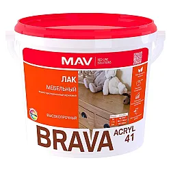 Лак MAV Brava Acryl 41 мебельный бесцветный матовый 3 л