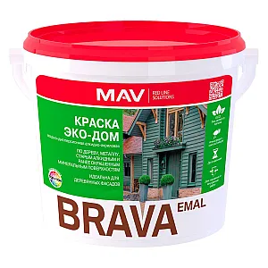 Краска MAV Brava Эко-Дом белая полуматовая 3 л
