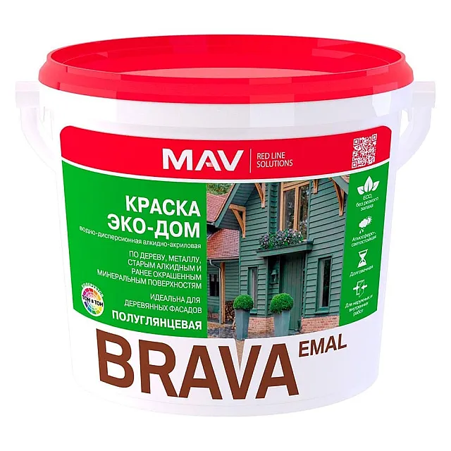 Краска MAV Brava Эко-Дом база TR полуглянцевая 3 л