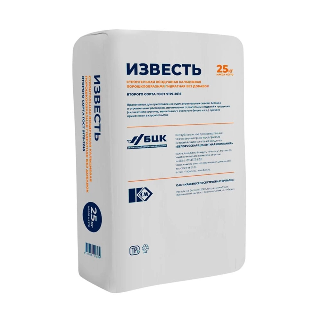 Известь строительная гидратная БЦК 2 сорт 25 кг Известь строительная гидратная БЦК 2 сорт 25 кг
