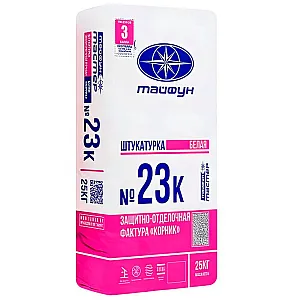 Штукатурка Тайфун Мастер №23.К-2 с фактурой Корник 1.5 мм белый 25 кг