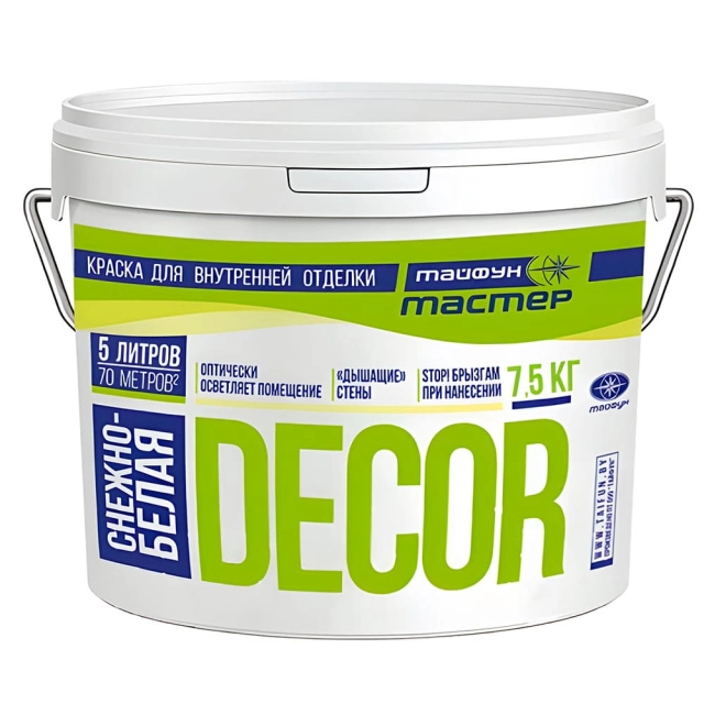Краска Тайфун Мастер Decor снежно-белая 5.2 л Краска Тайфун Мастер Decor снежно-белая 5.2 л
