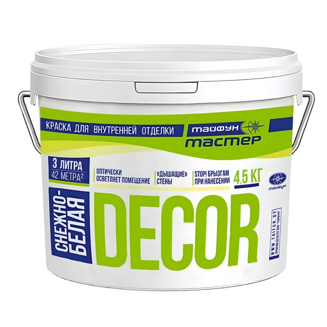 Краска Тайфун Мастер Decor снежно-белая 3.1 л Краска Тайфун Мастер Decor снежно-белая 3.1 л