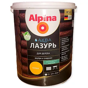 Лак Alpina Аква Лазурь для дерева сосна 2.5 л