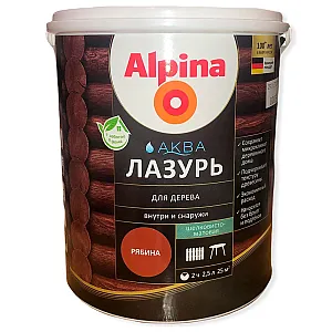 Лак Alpina Аква Лазурь для дерева рябина 2.5 л