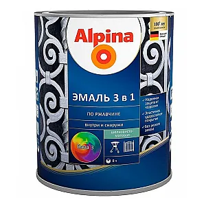 Эмаль Alpina по ржавчине 3 в 1 База 3 прозрачная 0.64 л