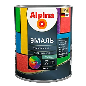 Эмаль универсальная Alpina База 3 шелковисто-матовая прозрачная 0.64 л