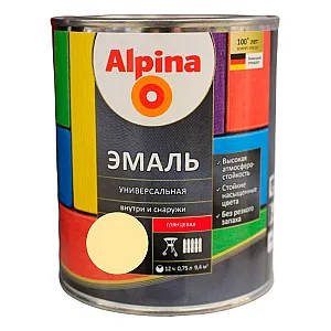 Эмаль универсальная Alpina глянцевая слоновая кость 0.75 л