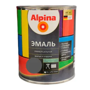 Эмаль универсальная Alpina шелковисто-матовая серая 0.75 л