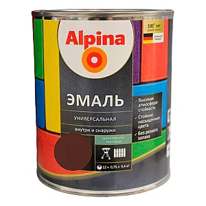Эмаль универсальная Alpina шелковисто-матовая шоколадная 0.75 л