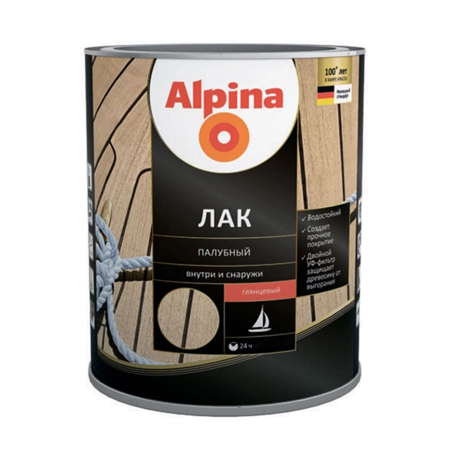 Лак Alpina палубный глянцевый 2.5 л Лак Alpina палубный глянцевый 2.5 л