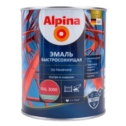 Грунт-эмаль Alpina быстросохнущая по ржавчине RAL 3000 красная 0.75 л
