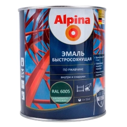 Грунт-эмаль Alpina быстросохнущая по ржавчине RAL 6005 зеленая 0.75 л
