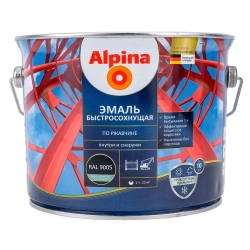 Грунт-эмаль Alpina быстросохнущая по ржавчине RAL 9005 черная 2.5 л