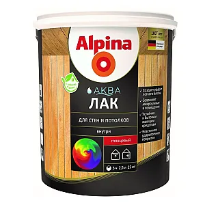 Лак Alpina Аква 948106719 для стен и потолков глянцевый 2.5 л