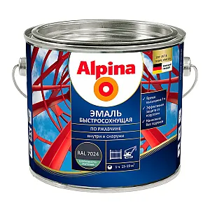 Грунт-эмаль Alpina быстросохнущая по ржавчине RAL 7024 графитовая 2 кг