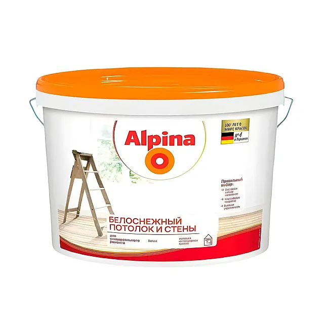Краска Alpina Белоснежный потолок и стены белая 2.5 л