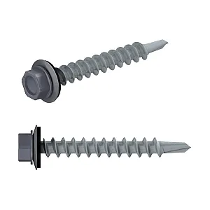 Саморез кровельный 4.8*35 мм Starfix SMC2-44598-200 цинк шайба с прокладкой PT1 RAL 7024 графитовый серый