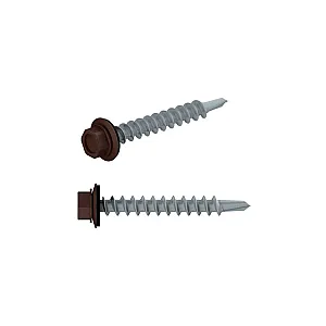 Саморез кровельный 4.8*19 мм Starfix SMV1-66086-5 цинк шайба с прокладкой PT3 RAL 8017 шоколадно-коричневый