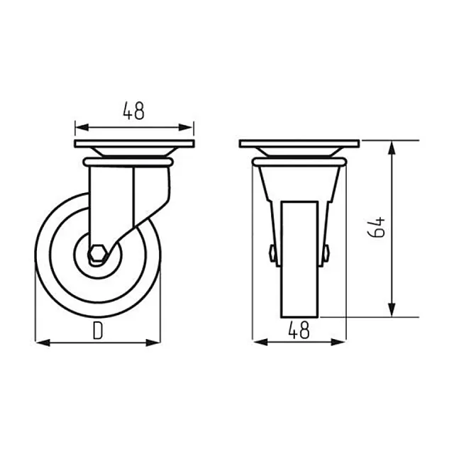 Опора колесная Starfix SMF2-1052601 50 мм на площадке резиновая