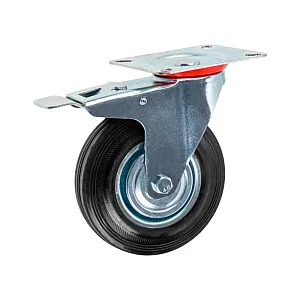 Опора колесная Starfix SMF-49705-1 75 мм на площадке с фиксатором резиновая