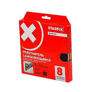 Уплотнитель Starfix SF1014-03 сдвоенный профиль P 9*5.5 мм черный 6 м