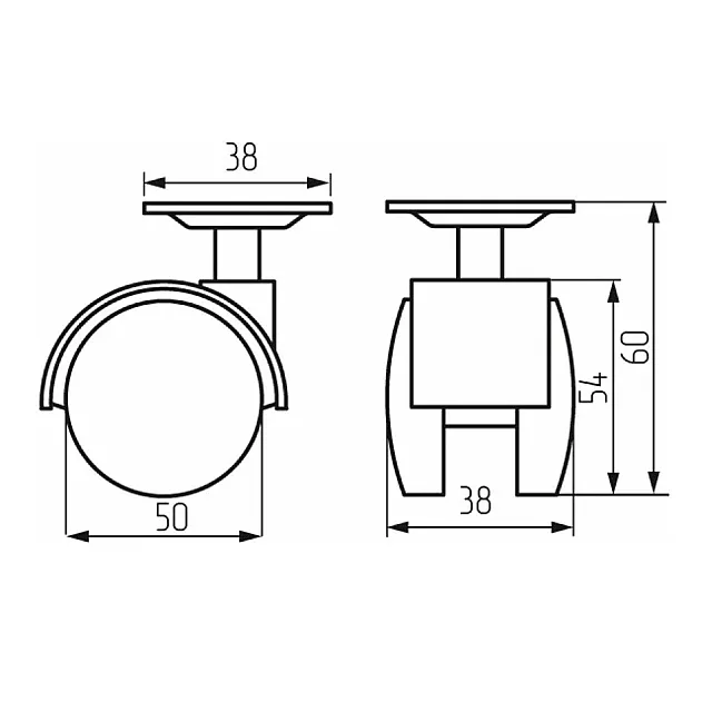 Опора колесная Starfix SMF-10193 50 мм на площадке без фиксатора