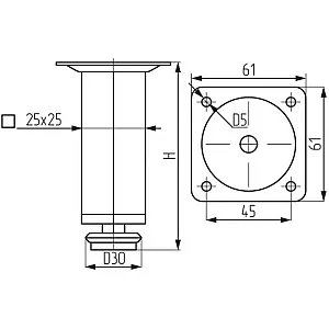 Опора мебельная Starfix SMF-4617 квадратная 25*150 мм