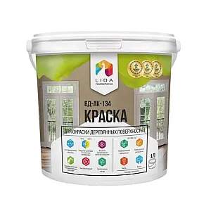 Краска Lida ВД-АК-134 для радиаторов отопления и деревянных поверхностей белая 1 л