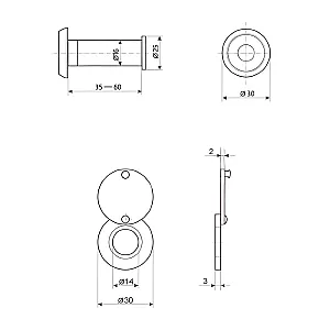 Глазок дверной MJ204/35*60 матовый хром
