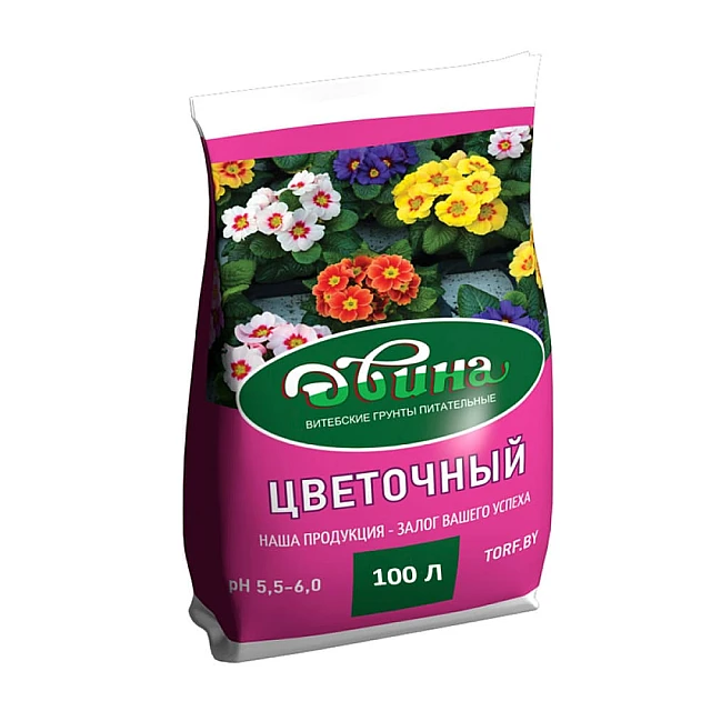 Грунт торфяной Двина Цветочный питательный 100 литров Грунт торфяной Двина Цветочный питательный 100 литров