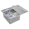 Мойка кухонная Saniteco 6550-L с сифоном дозатором и коландером