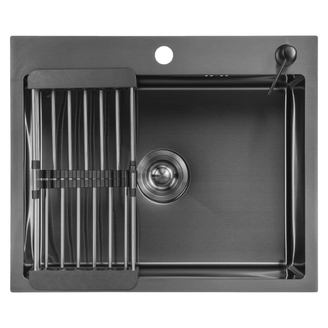 Мойка кухонная Saniteco 5050 Nano с сифоном дозатором и коландером Мойка кухонная Saniteco 5050 Nano с сифоном дозатором и коландером