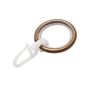 Кольцо металлическое к карнизу Ас Форос бесшумное с крючком антик 16 мм 10 шт