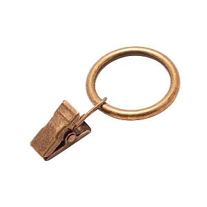 Кольцо металлическое к карнизу Ас Форос простое с зажимом антик 16 мм 10 шт