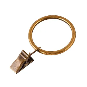 Кольцо металлическое к карнизу Ас Форос простое с зажимом антик 25 мм 10 шт