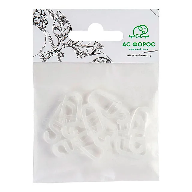 Крючок Ас Форос для металлического карниза пластиковый белый 10 шт