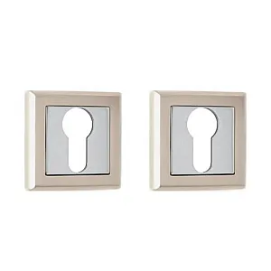 Накладка под цилиндр Vela DPC-Quadro SN/CP матовый никель/хром