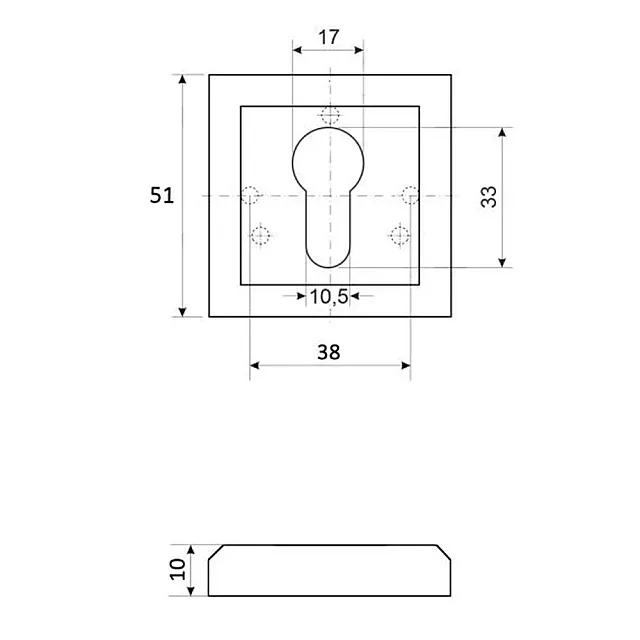 Накладка под цилиндр Vela DPC-Quadro АВ 00217318 бронза