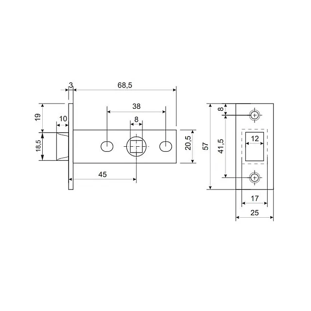 Защелка Vela 5400-SN матовый никель